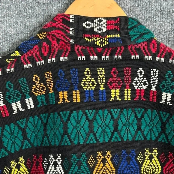 Vintage Artes Guatemattecas Jacket Womens Medium Cropped Hand Woven Wearable Art - Picture 9 of 16